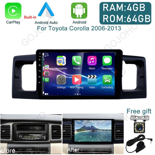 64GB Car Stereo Radio For Toyota Corolla 2006-2013 Android 13 GPS Navi Carplay