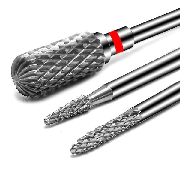 Diesisa 3PCS Nail Drill Bits, 3/32 Inch Efile Nail Drill Bits, Tungsten Steel Electric Nail File Bits, Professional Cuticle Drill Bits for Acrylic and Gel Nails (Fine)