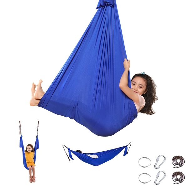 MiniMamaList 3-Way Swing, Hammock, Indoor Playground Equipment, Hanging Hammock Chair, Outdoor, Japanese Instruction Manual Included, Marine Blue