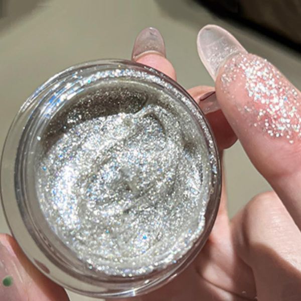 KARLOR Flüssig Augen Highlighter Glitzer,cremig silber Glitzer Lidschatten Schimmer Gesicht Highlighter Makeup Schimmer Glitzer strahlender Gel-Lidschatten cremige Glitter liquid Highlighter Gel（01#）