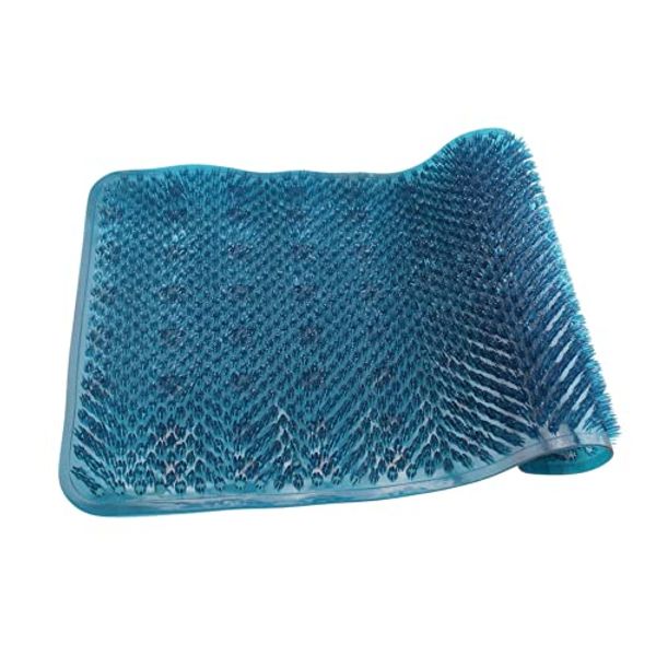 Grass Textured Spa Quality Foot Scrubber Shower Bath Mat Anti-Slip 24.5" x 13.5" Comforts Tired Feet (Blue)