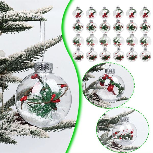 24 Christmas Ornament PET Transparent Christmas Tree Ornament Hanging New Year