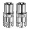 sourcing map 2pcs E-Torx Socket 1/4" Drive E8 External Torx Deep Socket CR-V 6 Point Spline Socket Star Female Bit Socket for Auto Repairs Home Maintenance DIY Hand-Making 1" Length