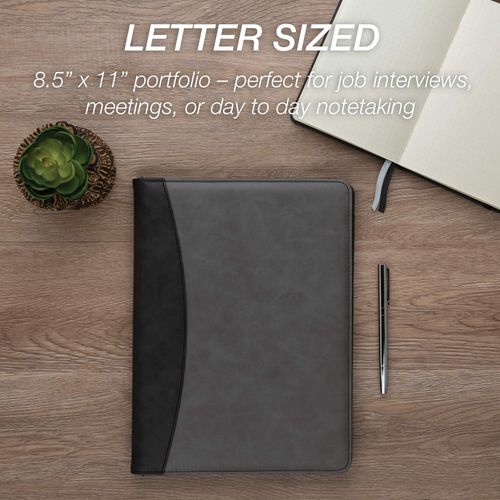 Samsill Two-Tone Padfolio, Resume Portfolio, Business Portfolio, with 8.5 x 11" Writing Pad, Gray & Black
