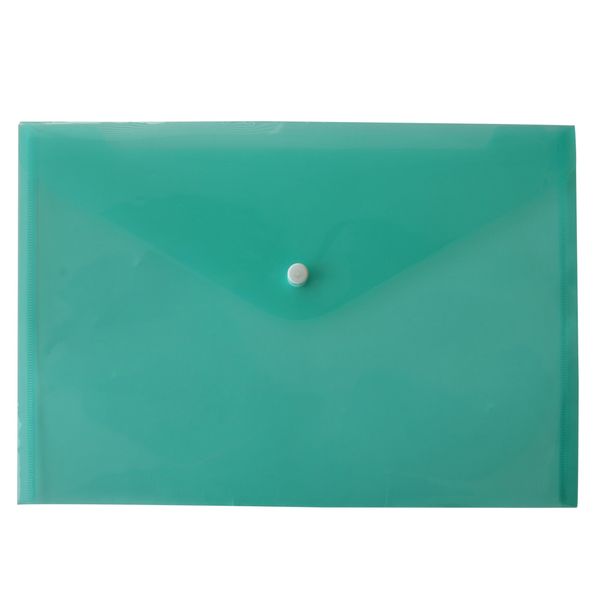 JMS we create smile A4 Translucent Stud Wallet (30 Pcs) Plastic Popper Document Wallets Waterproof, Clear Transparent Folder – Plastic Popper Wallet with Button Closure (Green)