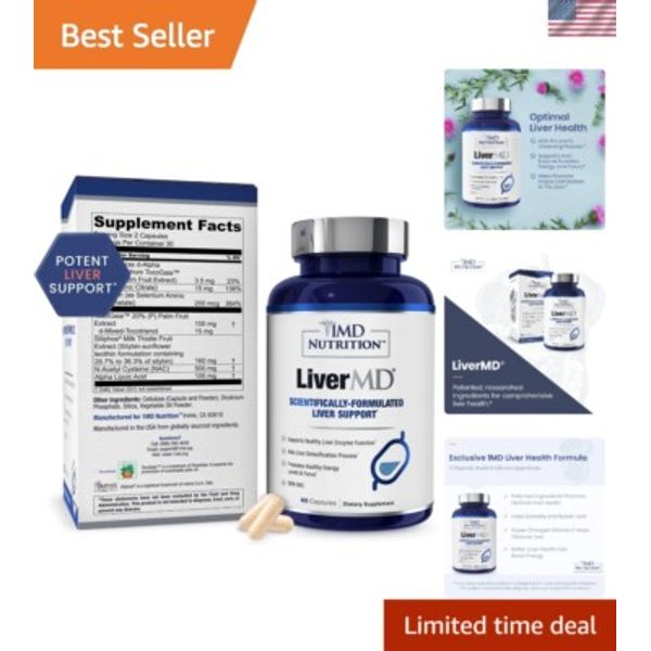 Powerful 1MD Liver Support Supplement: 60 Capsules with Siliphos Silybin Extract