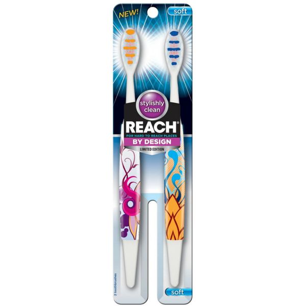 REACH Advanced Design Toothbrushes Soft Full Head Value Pack, 2 Count