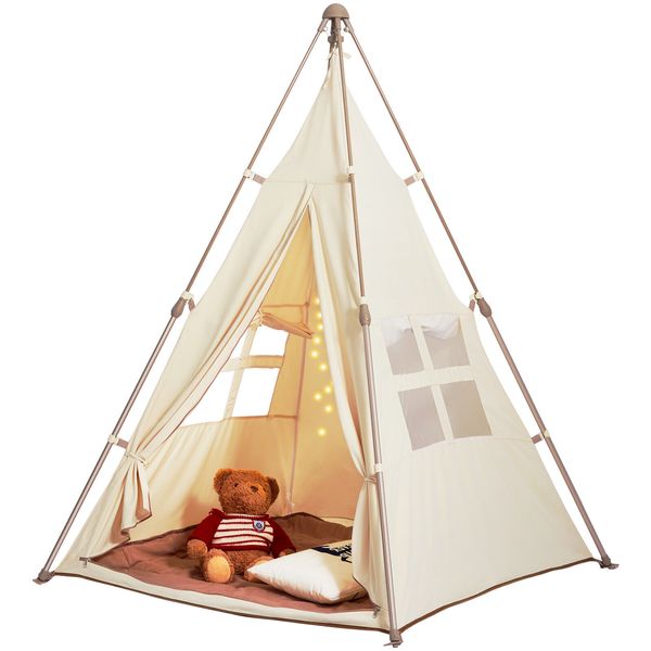 VEVOR Kids Play Tent Teepee Tent for Kids Foldable Toddler Tent with Mat and Bag