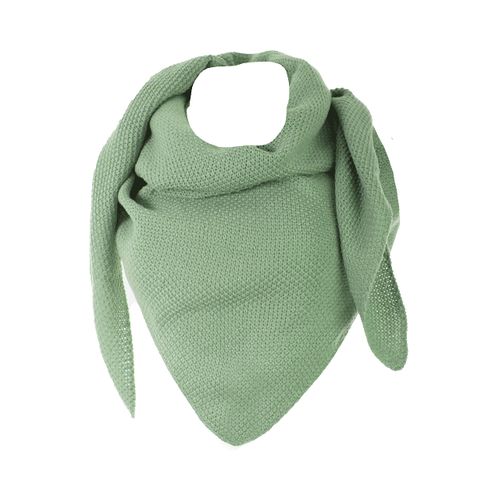 Fashion YOU WANT Women's XXL Knitted Triangle Scarf with Rice Grain Knitting Pattern in Plain Colours, Scarf, Lightweight Scarf, Green
