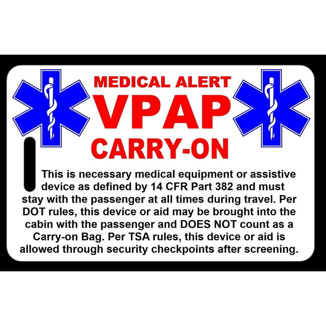 Carry-On VPAP Bag Tag - TSA - Sleep Apnea