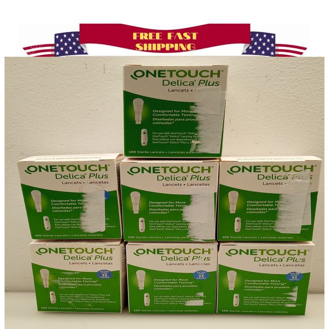 ONETOUCH DELICA PLUS LANCETS EXTRA FINE 33 GAUGE LOT OF 7 BOXES BRAND NEW SEALED