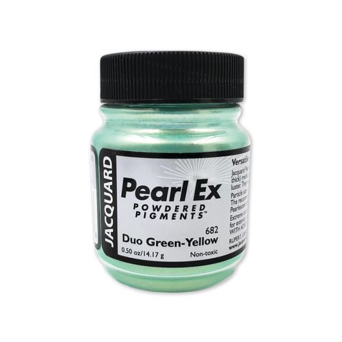 Jacquard Pearl Ex Pigment Powder 0.5 oz Duo Green/Yellow - Loose Mica Powder for Epoxy Resin, Watercolors, Calligraphy Ink & Clay - Epoxy Pigment Powder - Epoxy Resin Color
