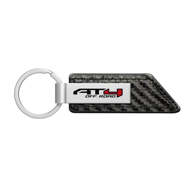 GMC AT4 Carbon Fiber Texture Strap Silver Bar Key Chain