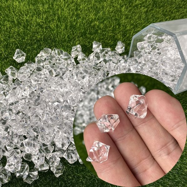 Cayway Fake Ice Crystal Rocks Fakes Ice Cubes, 14mm Doll House Ice Cubes for Dollhouse Cups Sprinkle Decorations, Clear Plastic Ice Cubes for Dollhouse Kitchen Food Accessories