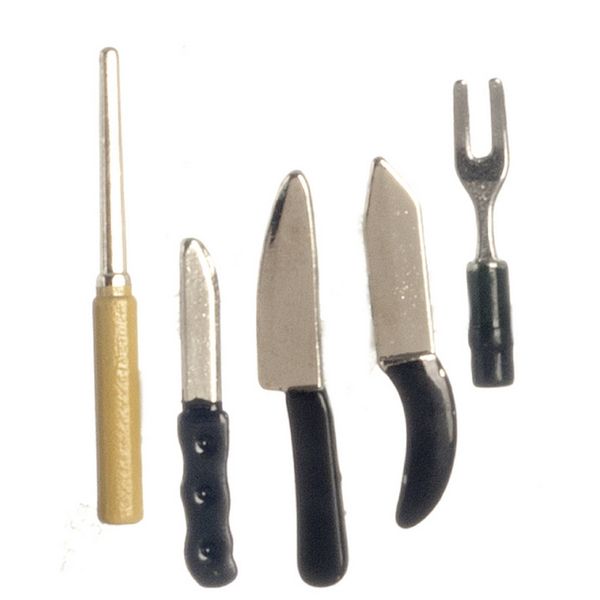 Dollhouse Miniature 1:12 Scale 5 Pc Kitchen Knives SET #G8226