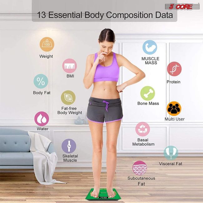 5 Core Smart Digital Bathroom Weighing Scale with Body Fat and