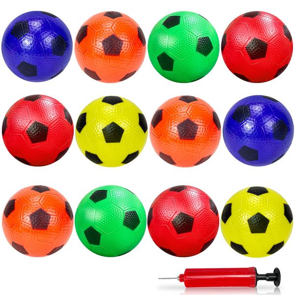 Ynanimery 12 Pack Mini Soccer Balls for Kids, Inflatable 4 Inch Mini Footballs for Party Bags Outdoor Games Sports Ball Toy Kickball with Pump Beach Garden Toy Boys Gift