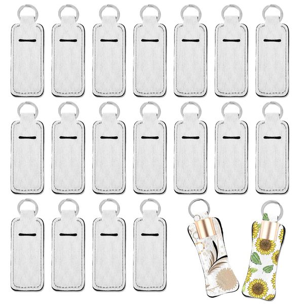 20 Pieces Sublimation Chapstick Holder, Sublimation Keychain Blanks, Lip Balm Holder Key Chain Bulk, Neoprene Clip-on Sleeve Travel Key Ring Holder for Purse, Backpack