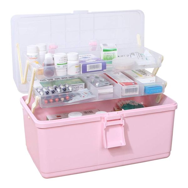 First Aid Kit, Medicine Box, Tool Box, First Aid Box, Multi-functional Storage Case, 3 Layers, Portable, Large Capacity, Cute, Includes Handle, Emergency, Disaster Prevention, Medicine Box, Small