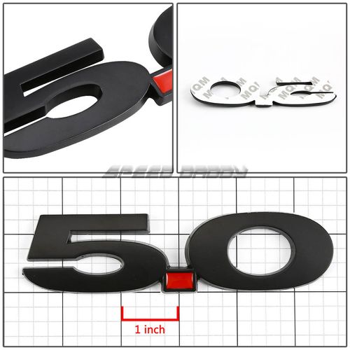 2 x Metal Emblem Decal Logo Trim Badge 5.0 (Black & Red)
