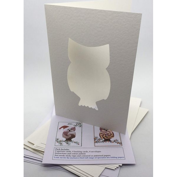 Iris Folding Card Pack OWL C5 Size Makes 4 Cards DeeCraft