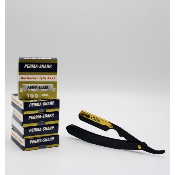 500 Perma Sharp Single Edge Razor Blades For Barbers+Classic Shavette Razor