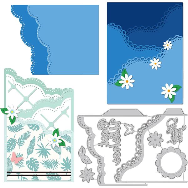 BENECREAT 1 Set Cutting Die Metal Die Cut Frame Theme Wavy Line Carbon Steel Combination Stencil Scrapbooking Card Edge Making Tool Die Cut Template Decoration DIY Album Handmade