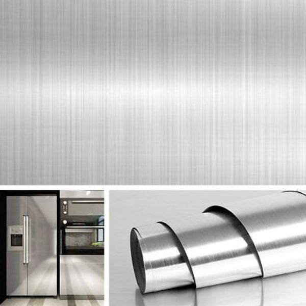 Stainless Steel Silver Contact Paper Vinyl Self Adhesive Film Kitchen Countertop