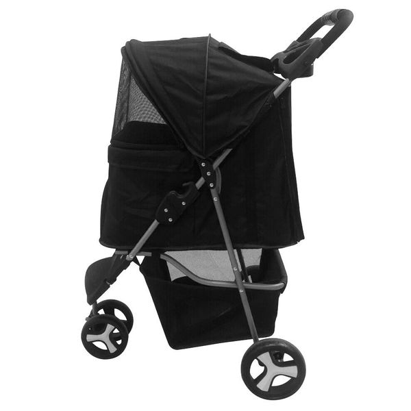 Dog Stroller Pet Travel Carriage W/Wheeler w/Foldable Carrier Cart W/Cup Holder