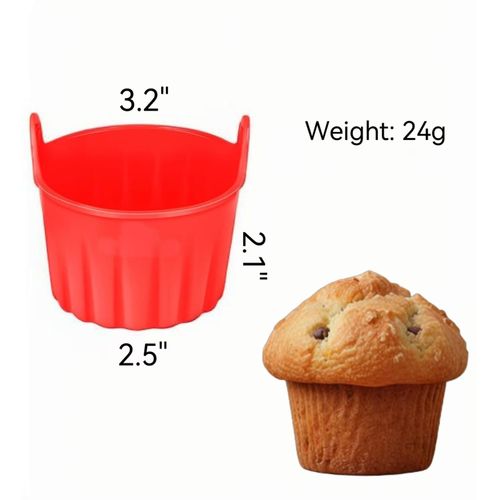 Air Fryer Baking Ramekins, also Suitable for Microwave and Oven, Silicone Baking Ramekins for Puddings, Cupcakes, Muffins, Air Fryer Egg Poacher, 4 Pack: Red, Blue, Pink and Black.