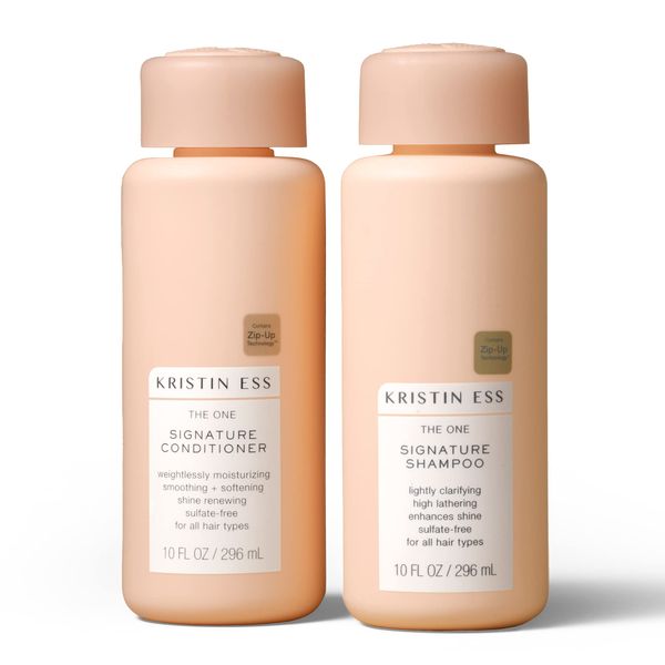 Kristin Ess Signature Salon Sulfate Free Shampoo and Conditioner Set for Moisture, Softness + Shine - Avocado Oil - Anti Frizz + Clarifying - Hydrates + Repairs - Vegan, Paraben Free + Color Safe