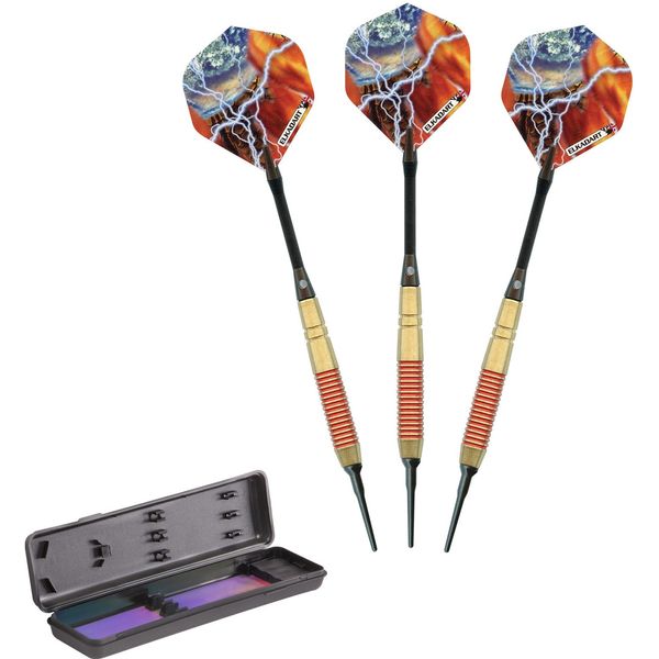 Elkadart Storm Soft Tip Darts with Storage/Travel Case, Red Rings, 16 Grams