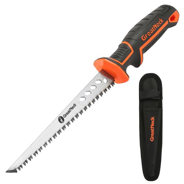 GreatNeck 74027 Rasping Jab Saw and Sheath, Drywall Cutter, Hand Saw for Drywall, For Keyhole Saw Kit, Sheetrock Saw, Ergonomic Handle, 8 TPI