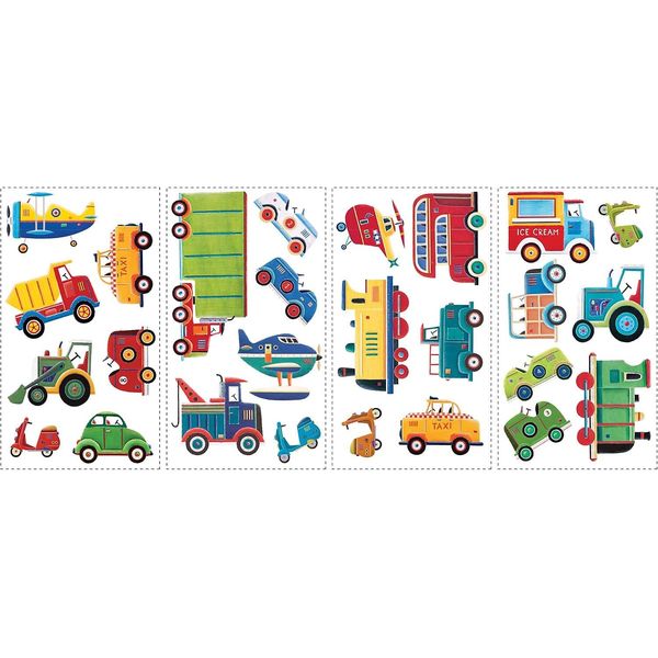 RoomMates Repositionable Childrens Wall Stickers Transport