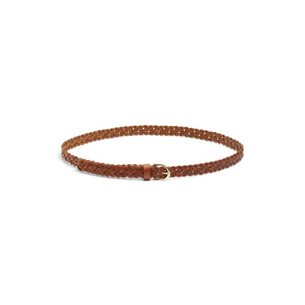 PIECES Women's PCAVERY LEATHER BRAIDED SLIM BELT NOOS Belt, Brown (Cognac), 90 cm