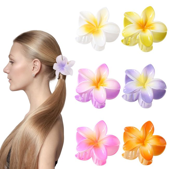 melebellot 6 Stück Blumen Haarklammer, Flower Hair Clip,Wird Als Seitengriff, Geeignet Für Dickes Und Dünnes Haar, rutschfeste Haarspange Aus Acryl,Halbgriff Und Hinterkopf Verwendet