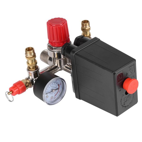 Fdit Air Compressor Pressure Switch Gauge Double Safety Valve Pressure Control with 120 Psi Pressure Regulator 230 V