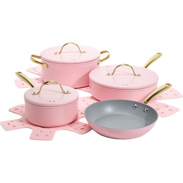 Iconic Nonstick Pots and Pans Set, Multi-Layer Nonstick Coating, Matching Lids w