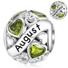 August Charm for Pandora Birthstone Charms Heart Charm