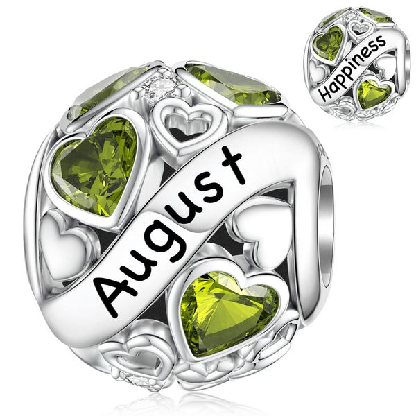 August Charm for Pandora Birthstone Charms Heart Charm