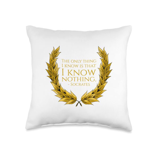 Ancient Greek Philosophy Quote - I Know Nothing - Socrates Throw Pillow