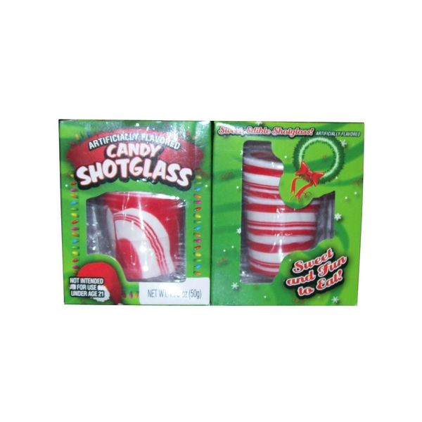 (Pack of 2) Peppermint Candy Shot Glasses, 1.76 Oz. Each