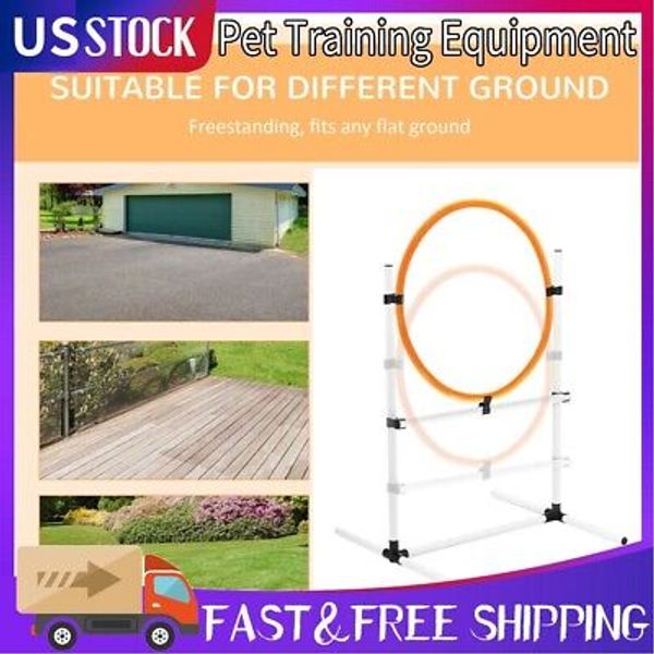 Adjustable Bar Jumps Hoop Dog Pet Training Equipment Backyard Starter Course US