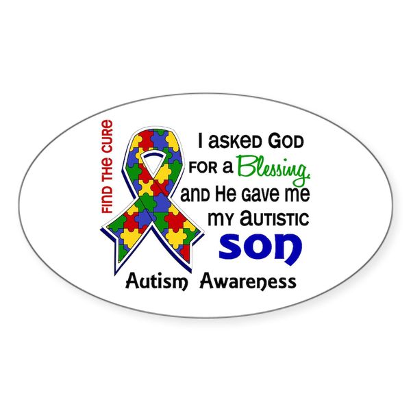 CafePress Blessing 4 Autism Oval Car Bumper Sticker