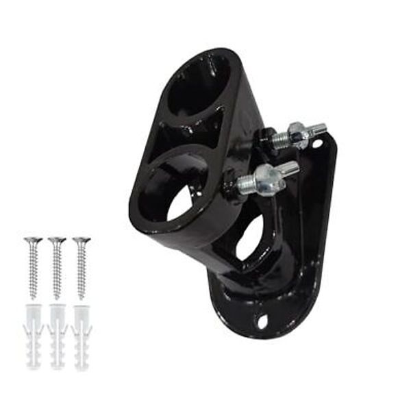 Aluminum Wall Mount Flag Pole Bracket House Flag Pole Holder, Dual Shiny Black