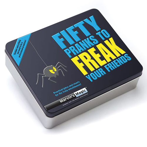 Marvin's Magic - Fifty Pranks to Freak Your Friends - Magic Tricks for Kids in Gift Tin - Includes Novelty Parking Ticket, Realistic Coffee Spill and More - Prank Kit, Magic Tricks and Family Games