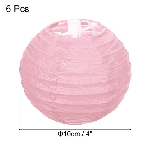 PATIKIL 6 Pcs 10cm Round Folding Hanging Lamp Shade for Wedding Home Party Festival Celebration Pink