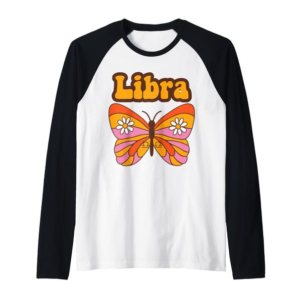 Waage, Sternzeichen, Schmetterling, Retro, Boho, ästhetisches Design Raglan