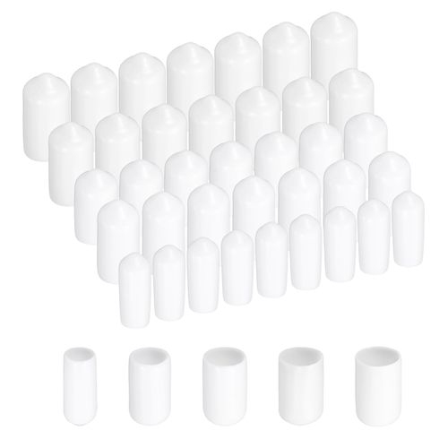 uxcell 50pcs Round Rubber End Caps Protective Caps 7mm 8mm 9mm 10mm 11mm White Screw Thread Protectors