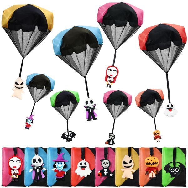 8 Pack Christmas Parachute Toy,Nightmare Before Christmas Parachute Toy,Tangle Free Throwing Toy Parachute,Outdoor Children's Flying Toys,Christmas Stocking Stuffers Christmas Birthday Gifts Kids